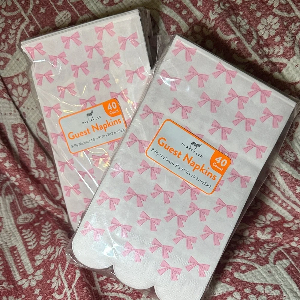 Dabney Lee pink bow napkins 2 packs